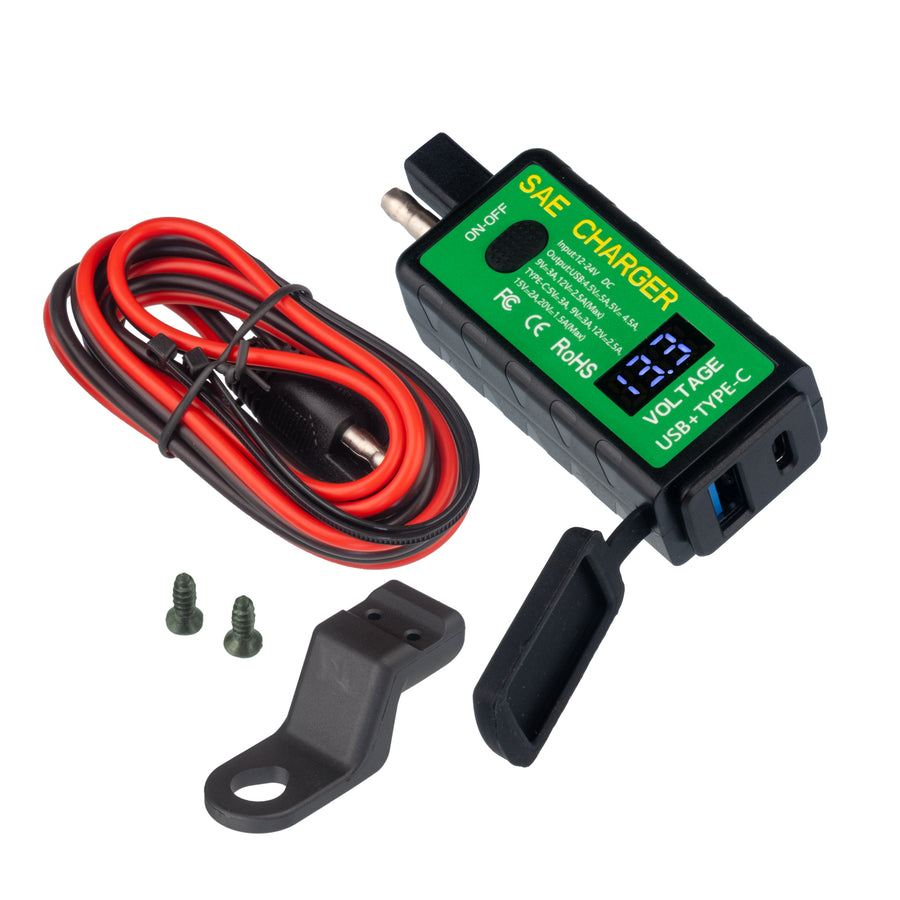 PA013C SAE to USB & USB-C Charger and Voltmeter